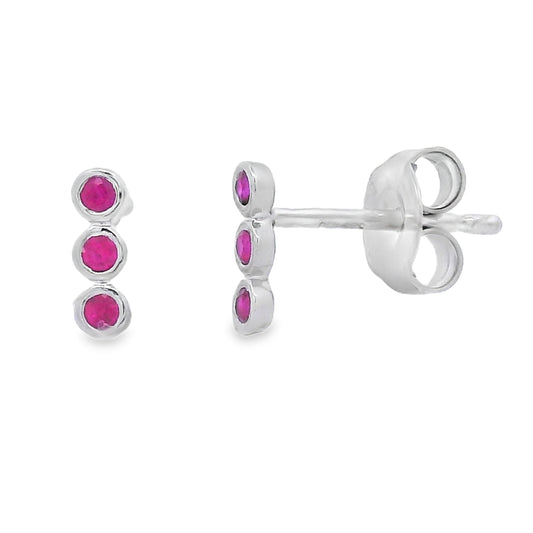 Pendientes de rubí auténtico de 0,11 ct en oro blanco de 14 kt