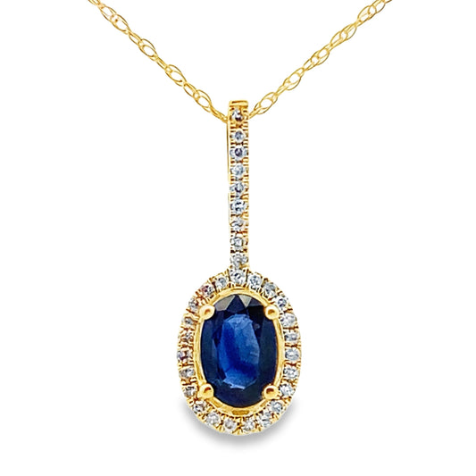Colgantes de moda de zafiro y diamantes de oro amarillo de 10 quilates