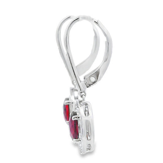 Pendientes Colgantes de Granate y Diamantes de 1.41 ct, Oro Blanco de 10 qt