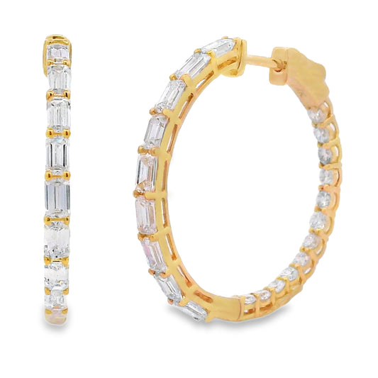 Pendientes de aro con diamante de laboratorio de 2.65 ct, oro amarillo de 14 kt