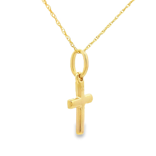 Colgante religioso de cruz con diamante de 0,05 ct en oro amarillo de 14 kt