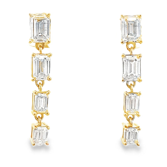 Pendientes colgantes de diamantes cultivados en laboratorio de oro amarillo de 14 quilates