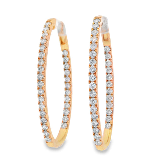 Pendientes de aro con diamantes cultivados en laboratorio de 3,00 ct en oro amarillo de 10 kt