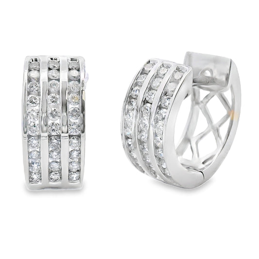 Pendientes de aro con diamante de 0,50 ct de oro blanco de 14 kt
