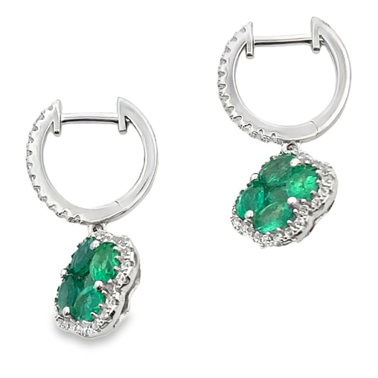 Pendientes Colgantes de Plata Esterlina con Zircón Esmeralda de 1.93 ct