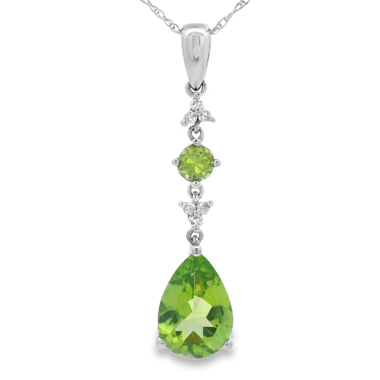 Colgantes de moda de peridoto y diamante de 2.35ct en oro blanco de 10kt