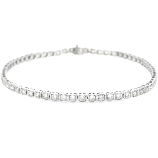 Pulsera de tenis con diamantes creados en laboratorio, oro blanco de 10 qt