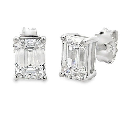 Pendientes de oro blanco de 14 quilates con diamantes cultivados en laboratorio de 2,00 ct