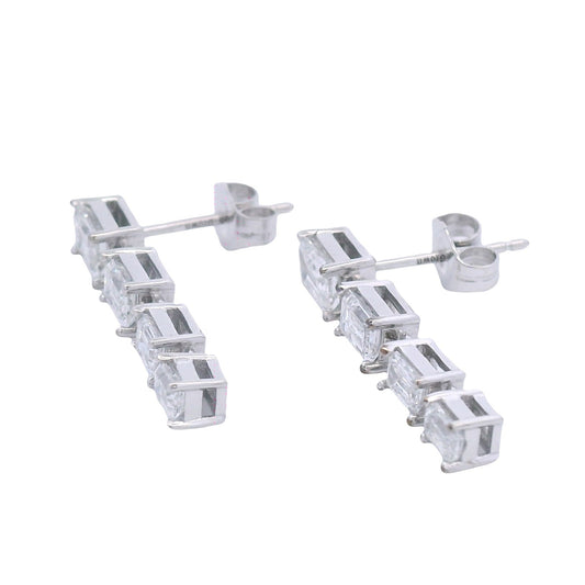 Pendientes colgantes de diamantes cultivados en laboratorio, oro blanco de 14 kt