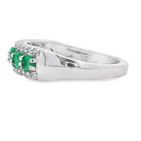 Anillo de tres piedras de topacio blanco de plata esterlina
