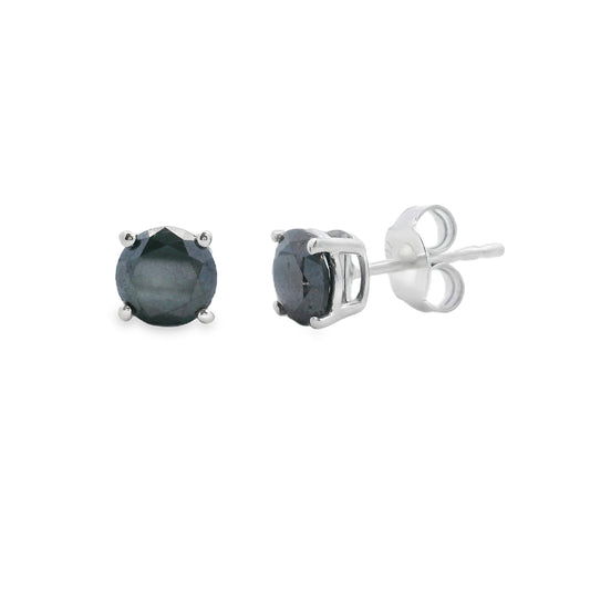 Pendientes de plata de ley con diamante negro de 1,00 qt