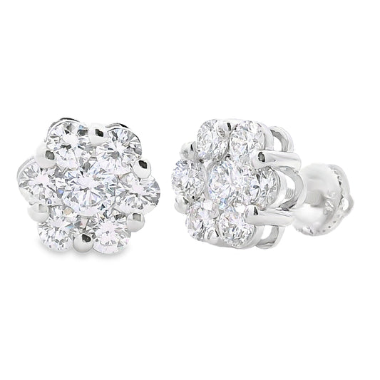 Pendientes de diamante cultivado en laboratorio de 2,51 quilates de plata de ley
