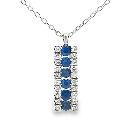 Colgantes de moda de zafiro y diamantes de 0,30 ct en oro blanco de 14 K
