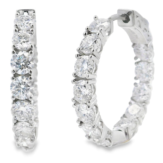 Pendientes de aro de moissanita natural de 5,52 ct de plata de ley