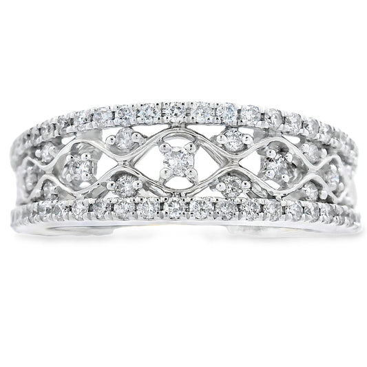 Anillos de banda de moda con diamantes de 0,50 ct en oro blanco de 10 kt