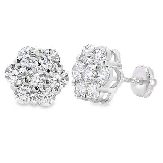 Pendientes de diamante cultivado en laboratorio de 2,81 qt en plata de ley