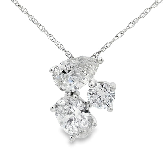 Colgantes de moda con diamantes cultivados en laboratorio, oro blanco de 14 quilates
