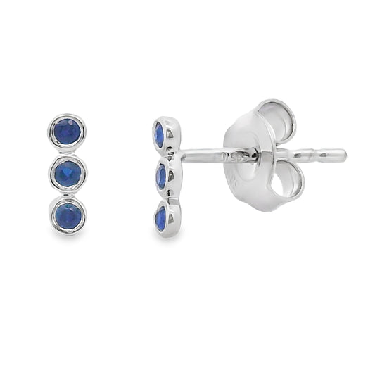 Pendientes de zafiro de 0.10 ct auténticos de oro blanco de 14 K