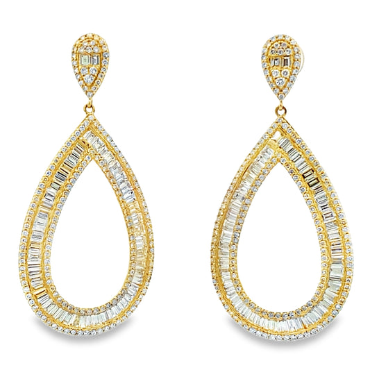 Pendientes Colgantes de Diamantes de 8,65 ct Oro Amarillo de 18 KT