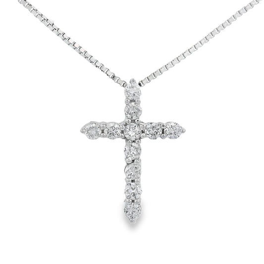 Colgante de cruz religiosa de oro amarillo de 14 quilates con diamante de 0,15 ct