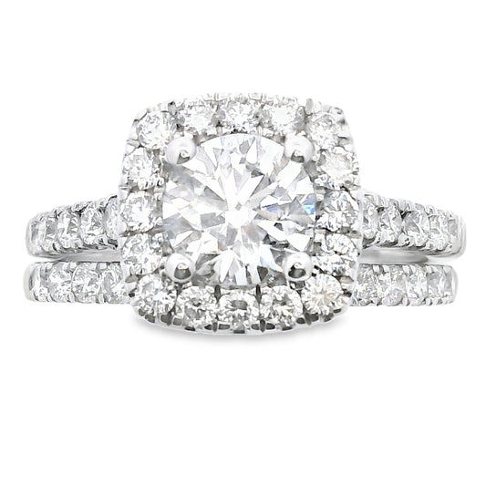 Conjunto de anillo de compromiso de diamantes cultivados en laboratorio de oro blanco de 10KT