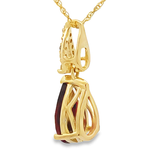 Colgantes de moda de granate y diamante de 1,38 ct, oro amarillo de 10 kt