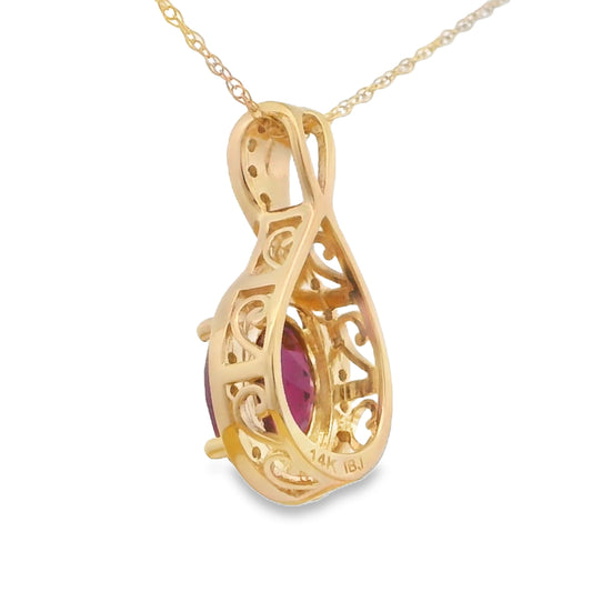 Colgantes de moda con granate y diamantes de 1,61 ct en oro amarillo de 14 kt