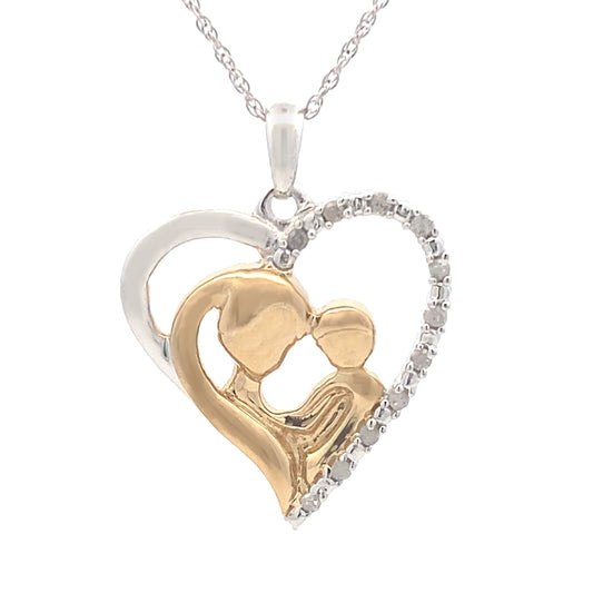 Colgante de corazón de diamantes de .10 ct y plata de ley