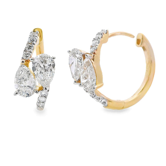 Pendientes de aro de oro amarillo de 10 quilates con diamantes cultivados en laboratorio de 1,50 ct