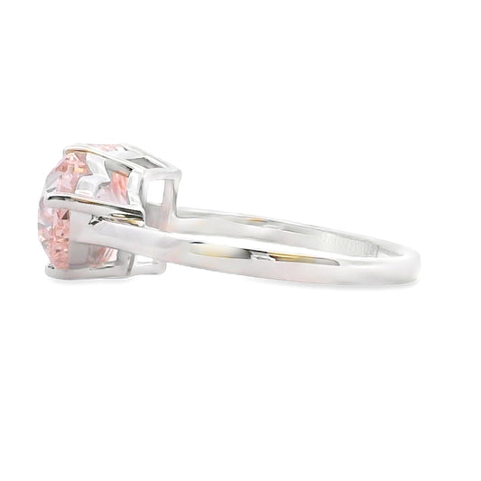 Anillo con diamante cultivado en laboratorio de 4,00 ct de oro blanco de 14 K