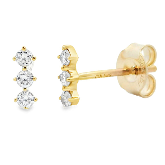 Pendientes colgantes de oro amarillo de 14 quilates con diamantes de 0,16 quilates