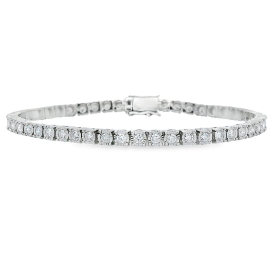 Pulsera tenis de plata esterlina con diamantes de laboratorio