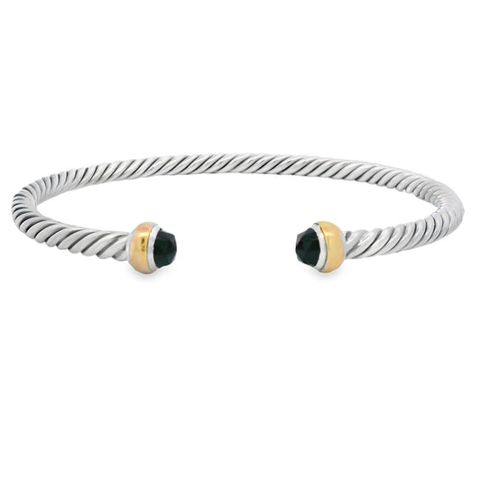 Brazalete de Ónix Natural en Plata Esterlina y Oro de 18KT