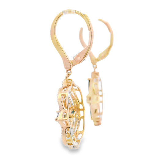 Aretes colgantes de zafiro y diamante en oro amarillo de 14 kt