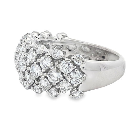 Anillos de banda de moda de diamantes cultivados en laboratorio, oro blanco de 14 K.
