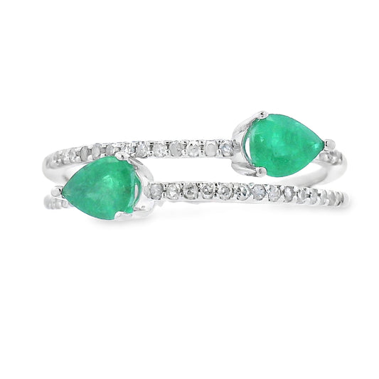 Anillo de oro blanco de 14 quilates con diamante esmeralda de 0,50 ct.