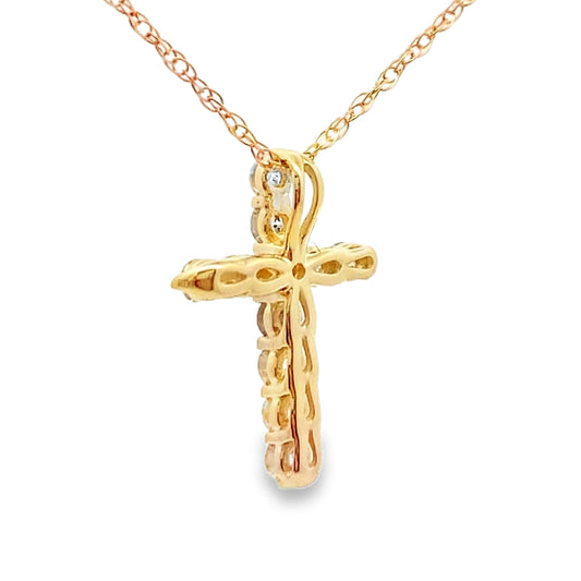 Colgante de cruz religiosa con diamantes de 0,19 ct en oro amarillo de 14 K