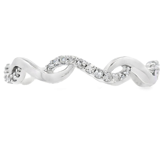 Anillo de boda con diamante de 0,17 ct de oro blanco de 14 K