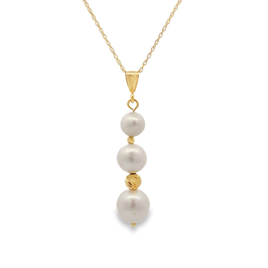 Colgantes de moda con perlas en oro amarillo de 14 K