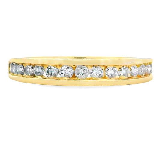Anillo de boda con diamante de .35ct en oro amarillo de 14kt
