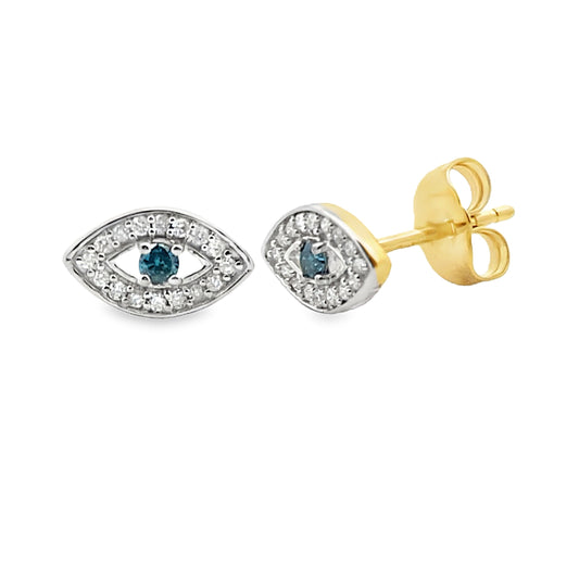 Pendientes con diamantes naturales de 0,07 ct en oro amarillo de 14 K