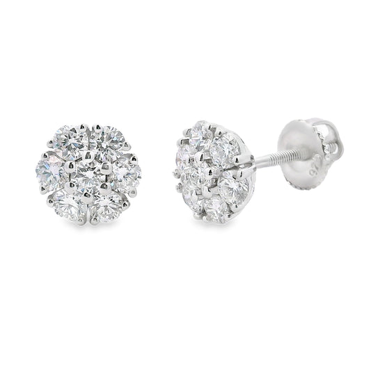 Pendientes de diamante cultivado en laboratorio de 1,32 ct de plata de ley