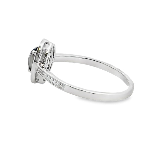 Anillo de ónix y diamantes genuinos de .55 ct de oro blanco de 10 kt