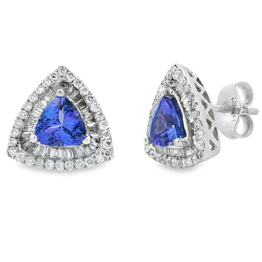 Pendientes de tanzanita y diamantes de 2.75 ct, oro amarillo de 14 K