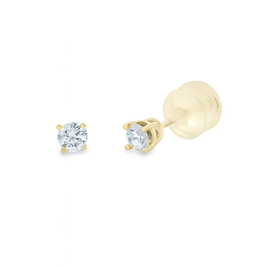 Pendientes de botón de diamante cultivado en laboratorio de .25ct de oro amarillo de 10KT