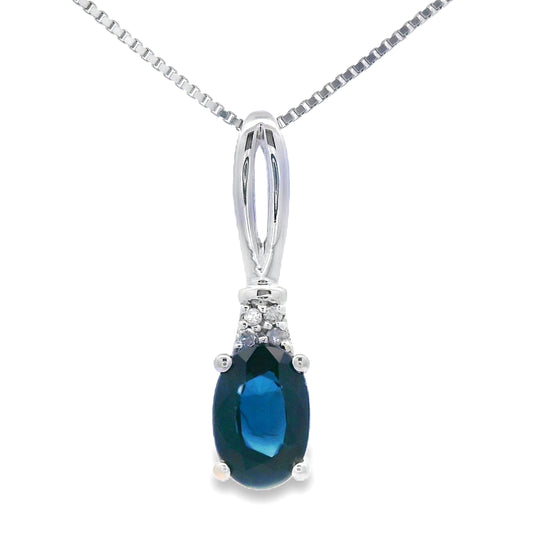 Colgantes de moda de zafiro y diamantes de .34 ct en oro blanco de 10 kt