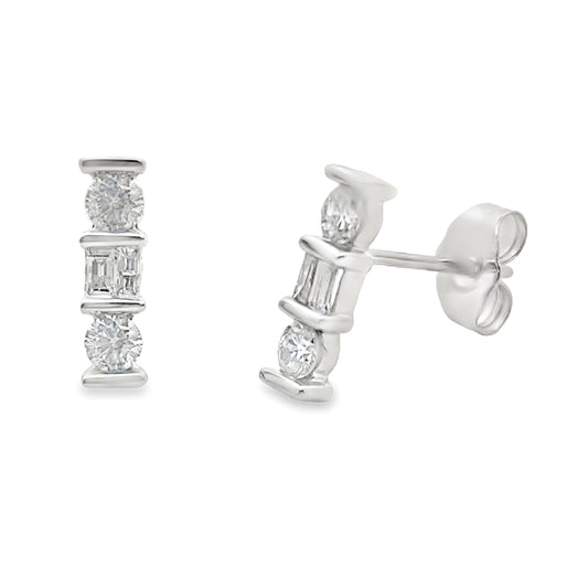 Pendientes de diamante de 0,20 quilates de oro blanco de 14 quilates