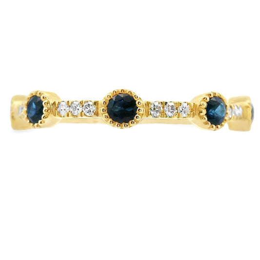 Anillo apilable de Zafiro Diamante en oro amarillo de 14K