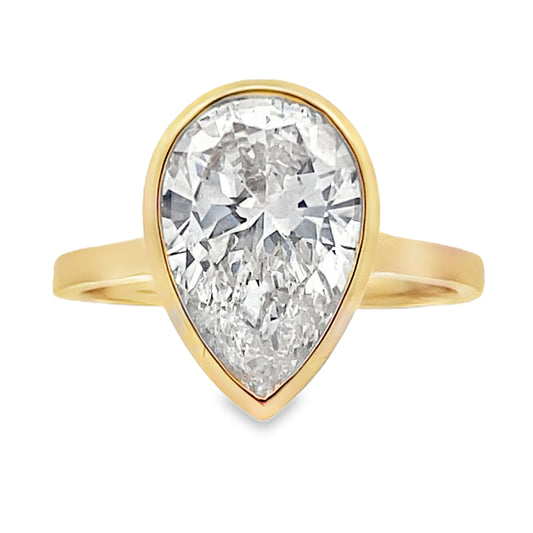 Diamante de laboratorio genuino de 3.00 qt. Oro amarillo de 14 K