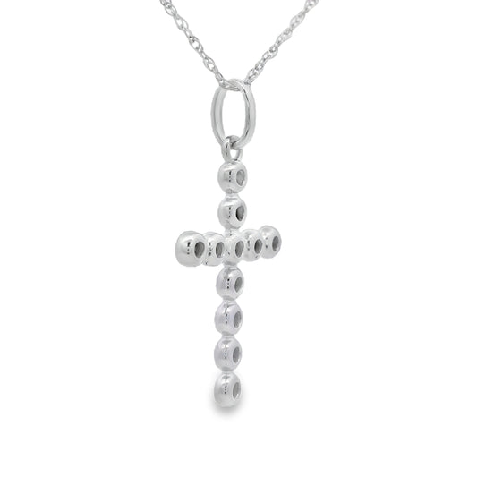 Cruz con diamante de 0,15 quilates, colgante religioso, oro blanco de 14 quilates